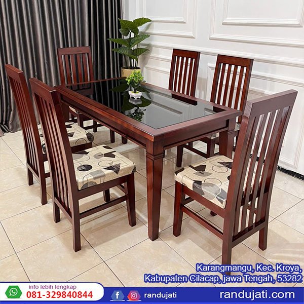 MEJA MAKAN KAYU SONIUM KOTAK KURSI 6 MM002